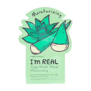 Tony Moly Тканинна маска для обличчя Im Real Aloe зволожувальна з екстрактом алое, 21 мл
