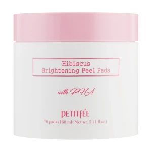 PETITFEE & KOELF Освітлювальні пілінг-пади для обличчя Hibiscus Brightening Peel Pads з гібіскусом та дамаською трояндою, 70 шт