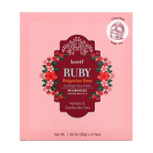 PETITFEE & KOELF Гідрогелева маска для обличчя Ruby Bulgarian Rose Hydro Gel Mask з рубіном та болгарьскою трояндою, 5*30 г
