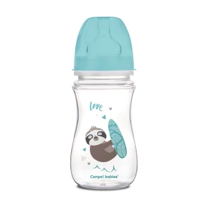 Canpol Babies Пляшка EasyStart-Toys з широким горлом, антиколікова, синя машина, 240 мл
