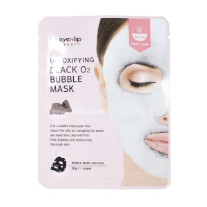 Eyenlip Киснева тканинна маска для обличчя Detoxifying Black O2 Bubble Mask Volcano з вулканічним попелом, 20 г