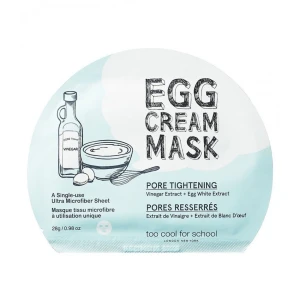 Too Cool For School Тканинна маска для обличчя Egg Cream Mask Pore Tightening з яєчним альбуміном, 28 г