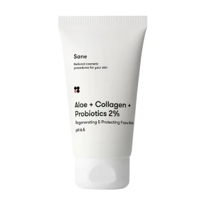 Sane Маска для лица Aloe + Collagen + Probiotics 2% Regenerating Protecting Face Mask, 75 мл