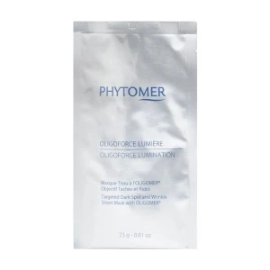 Відновлююча, освітлююча тканинна маска проти зморшок і пігментних плям - Phytomer Oligoforce Lumination Sheet Mask, 23 г, 1 шт