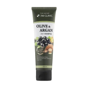 3W Clinic Шампунь для повреждённых волос Olive & Argan 2 in 1 Shampoo с маслами арганы и оливы