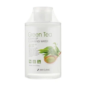 3W Clinic Міцелярна очищувальна вода для обличчя Green Tea Clean-Up Cleansing Water з екстрактом зеленого чаю, 500 мл