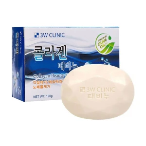 3W Clinic Кусковое мыло для лица и тела Collagen Beauty Soap с коллагеном, 120 г