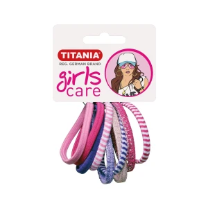 Titania Набір зажимів для волосся еластичні, 9шт, різнокольорові, 4см, 7821 GIRL