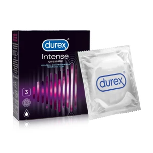 Durex Презервативи Intense Orgasmic Рельєфні, зі стимулювальним гелем-змазкою, 3 шт