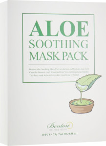 Benton Тканинна маска для обличчя Aloe Soothing Mask заспокійлива з екстрактом алое, 10 шт*23 мл