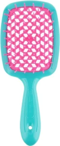 Расческа для волос - Janeke Small Superbrush, бирюзовый с розовым, маленькая