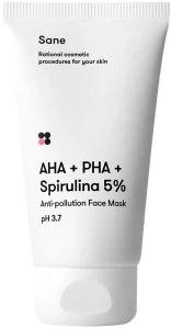 Детокс маска для лица с AHA + PHA + Спирулина 5% - Sane Anti-pollution Face Mask, 75 мл