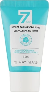 Глибокоочищаюча пінка для вмивання з содою - May Island 7 Days Secret Baking Soda Deep Pore Cleansing Foam, міні, 30 мл
