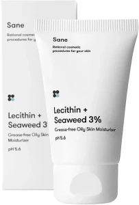 Крем для жирної шкіри обличчя з лецитином + морські водорості 3% - Sane Grease-free Oily Skin Moisturizer, 40 мл