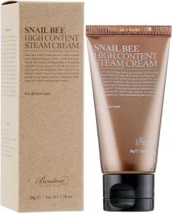 Крем с муцином улитки и пчелиным ядом - Benton Snail Bee High Content Steam Cream, 50 мл