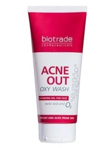 Ніжний гель для вмивання з киснем та молочною кислотою для всіх типів шкіри - Biotrade Acne Out Oxy Wash, 50 мл