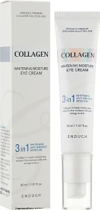 Осветляющий крем для век с коллагеном - Enough Collagen 3 in 1 Whitening Moisture Eye Cream, 30 мл