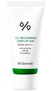 Сонцезахисний крем від почервоніння SPF 50+ з екстрактом чайного дерева - Dr. Ceuracle Tea Tree Purifine Green Up Sun SPF 50+, 50 мл