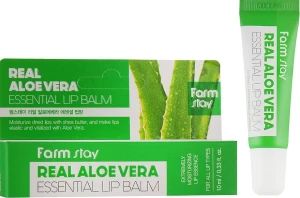 Увлажняющий бальзам для губ с соком алоэ - FarmStay Real Aloe Vera Essential Lip Balm, 10 мл