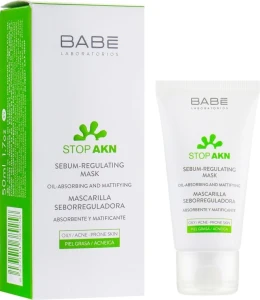 BABE Laboratorios Себорегулирующая маска с белой глиной для жирной и проблемной кожи Stop AKN Sebum-Regulating Mask, 50мл