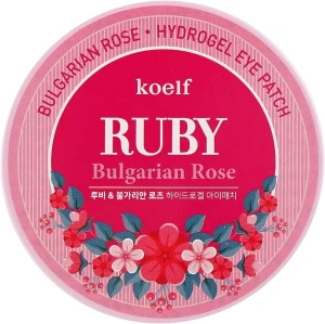 Гідрогелеві патчі для очей з рубіном і болгарської трояндою - PETITFEE & KOELF Ruby & Bulgarian Rose Eye Patch, 60 шт