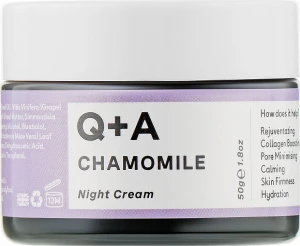 Нічний крем для обличчя - Q+A Chamomile Night Cream, 50 г