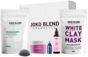 Подарочный набор - Joko Blend Relax Gift Pack, альгинатная маска, глиняная маска, кокосовый скраб, масло для ресниц, масло для роста волос, спонж