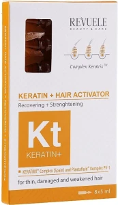 Ампулы активатор для восстановления волос Keratin+ Ampoules Hair Restoration Activator, 8x5мл - Revuele Keratin+ Ampoules Hair Restoration Activator, 8x5мл