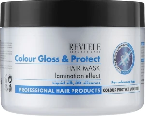 Маска для фарбованого волосся з ефектом ламінування - Revuele Color Gloss & Protect Hair Mask, 500 мл