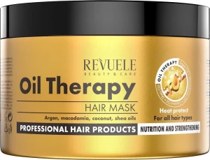 Питательньная маска для сухих и ослабленных волос с маслами арганы, макадамии, кокоса и ши - Revuele Professional Oil Therapy Hair Mask,, 500 мл