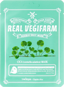 Питательная маска для чувствительной кожи с экстрактом центеллы - Fortheskin Super Food Real Vegafarm Double Shot Mask Cica, 23 мл, 1 шт