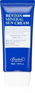 Солнцезащитный крем на минеральной основе - Benton Skin Fit Mineral Sun Cream SPF50 PA++++, 50 г