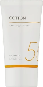 Солнцезащитный крем с бархатным финишем - Missha All Around Safe Block Cotton Sun SPF 50+ PA++++, 50 мл