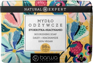 Натуральное питательное твердое мыло "Маргаритка и Ниацинамид" - Barwa Natural Expert Daisy + Niacinamide Nourishing Soap, 100 г