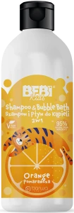 Шампунь и пена для ванны для детей 2в1 "Апельсин" - Barwa Bebi Kids Shampoo & Bubble Bath Orange, 500 мл