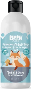 Шампунь и пена для ванны для детей 2в1 "Жевательная резинка" - Barwa Bebi Kids Shampoo & Bubble Bath Bubble Gum, 500 мл