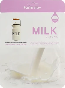 Тканинна маска з молочними протеїнами - FarmStay Visible Difference Mask Sheet Milk, 23 мл, 1 шт
