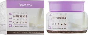Освітлювальний крем для обличчя з екстрактом молока - FarmStay Visible Difference Milk White Cream, 100 мл