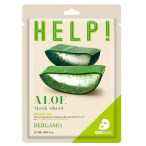 Тканевая маска для лица с экстрактом алоэ - Bergamo HELP! Aloe Mask Sheet, 25 мл, 1 шт