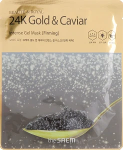 Интенсивная гель-маска с экстрактами золота и черной икры - The Saem Beaute de Royal 24K Gold & Caviar Intense Gel Mask, 35 г