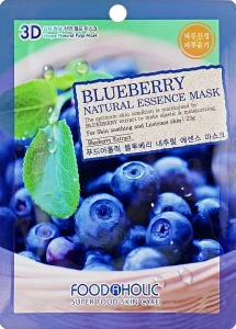 Тканевая 3D маска для лица "Черника" - Foodaholic Natural Essence Mask Blueberry, 23 г, 1 шт
