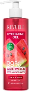 Гель увлажняющий с арбузом 99% для лица и тела - Revuele Moisturizing Gel Watermelon 99%, 400 мл
