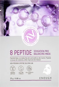 Тканинна маска для обличчя з комплексом пептидів - 8 Peptide Sensation Pro Balan - Enough 8 Peptide Sensation Pro Balancing Mask Pack, 25 г, 1 шт