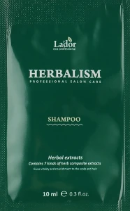 Шампунь проти випадіння волосся для чутливої шкіри голови з трав'яними екстрактами та амінокислотами - La'dor Herbalism Shampoo, 10 мл