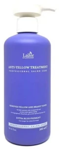 Маска для волосся проти жовтизни освітленого волосся з фіолетовим пігментом та кератином - La'dor Anti Yellow Treatment, 300 мл
