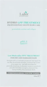 Восстанавливающая протеиновая маска с коллагеном для сухих, поврежденных волос - La'dor Hydro LPP Treatment, 10 мл