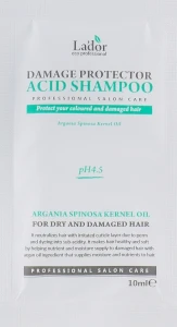 Бесщелочной (кислотный) шампунь для волос после окрашивания или завивки с аргановым маслом - La'dor Damage Protector Acid Shampoo, 10 мл