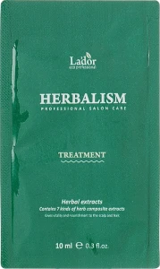 Маска проти випадіння волосся для чутливої шкіри голови з трав'яними екстрактами та амінокислотами - La'dor Herbalism Treatment, 10 мл