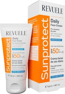 Сонцезахисний крем для обличчя зволожуючий - Revuele Sunprotect Moisture Boost Daily Face Cream For Normal To Dry Skin SPF 50+, 50 мл