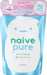 Гель-пінка для душу - Kracie Naive Pure Foaming Body Wash, змінний блок, 450 мл